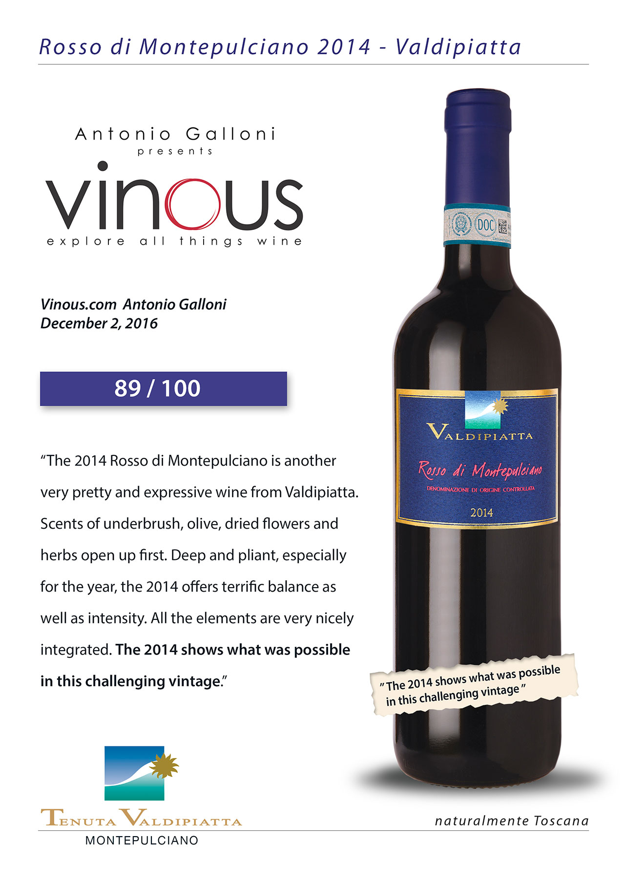 Rosso di Montepulciano Valdipiatta at Vinous